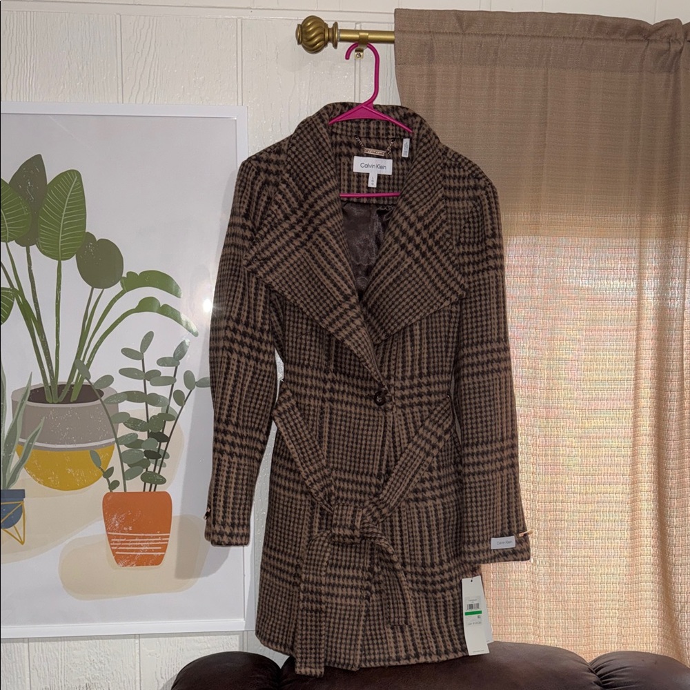 Calvin Klein Checkered Trench Coat